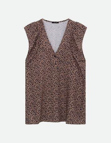 CANDLE - Top beige Lenzing&trade; Ecovero&trade; imprim&eacute; micro l&eacute;opard-6