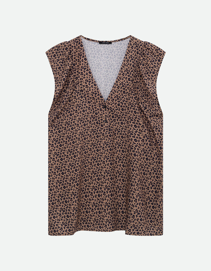 CANDLE - Top beige Lenzing&trade; Ecovero&trade; imprim&eacute; micro l&eacute;opard-6