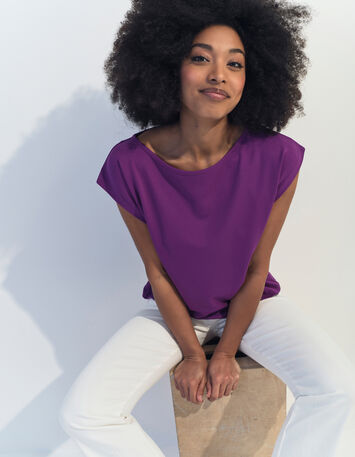 MARIA - T-shirt violet maille -1