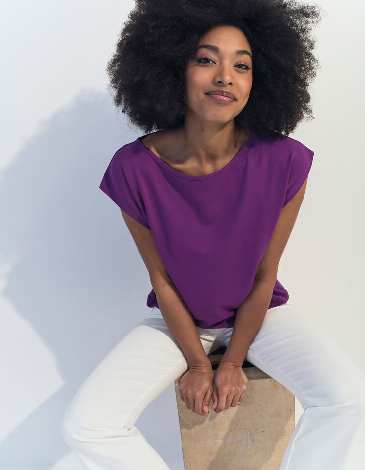 MARIA - T-shirt violet maille -1
