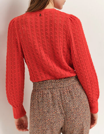TARRY - Cardigan réversible capucine tricot ajouré-3