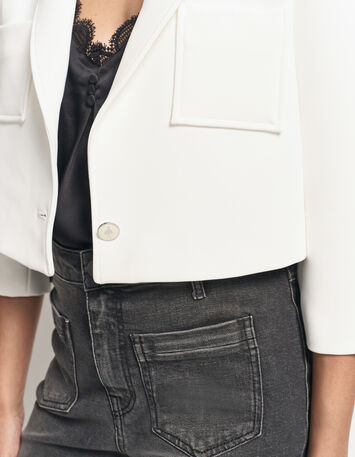 VISTA - Veste de blazer courte blanche polyester recyclé -3