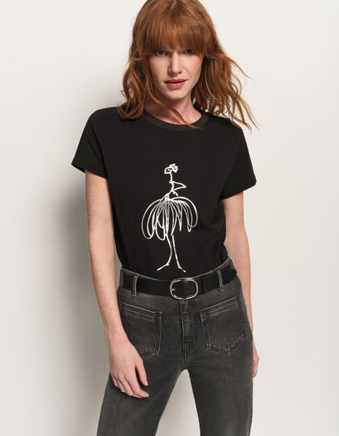 MASTER - T-shirt noir coton bio visuel danseuse - One Step