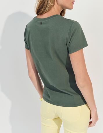 MIKA - T-shirt kaki visuel visages sur fond ray&eacute; -3