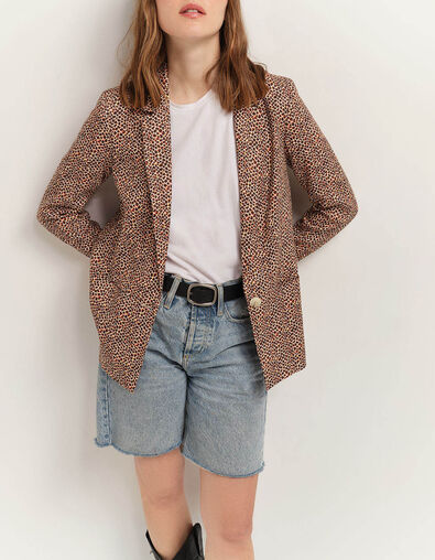 VINCE - Veste de costume sand à imprimé mini girafon - One Step