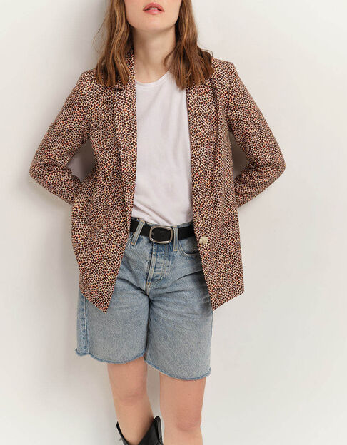 VINCE - Veste de costume sand à imprimé mini girafon - One Step
