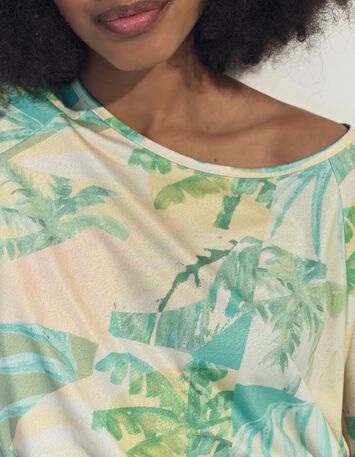 MANU - T-shirt jaune imprim&eacute; oasis aquarell&eacute; -4