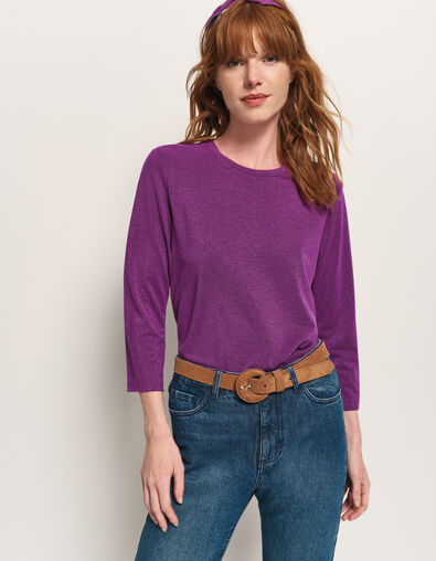 MAKYA - T-shirt manches longues violet maille irisée - One Step