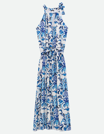 REINA - Robe longue polyester recycl&eacute; aquarelle floral-1