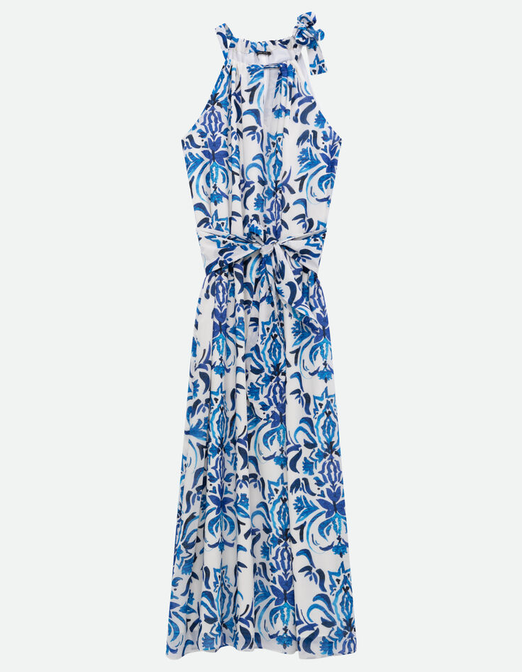 REINA - Robe longue polyester recycl&eacute; aquarelle floral-1