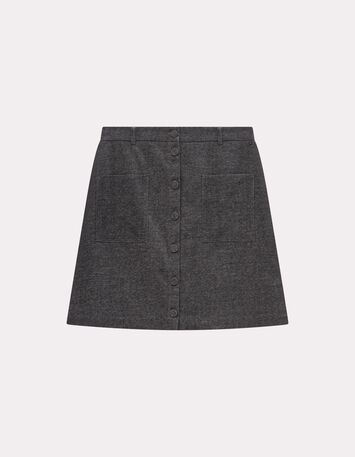 JACINTA - Jupe de costume grise faux-uni boutonnée-2