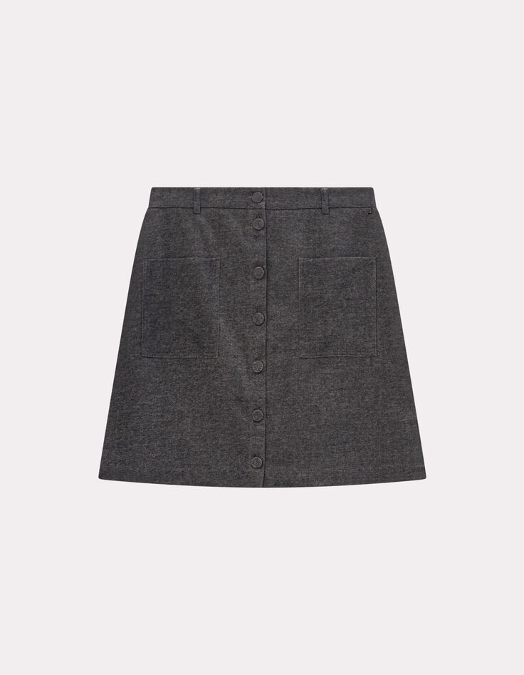 JACINTA - Jupe de costume grise faux-uni boutonnée-2