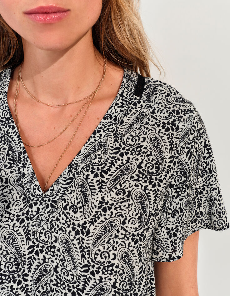 REKO - Robe noire Lenzing™ Ecovero™ imprimé néo cachemire -3