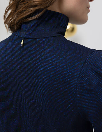 MADLY - T-shirt bleu fines rayures pailletées-3