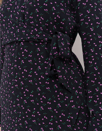 RAYA - Robe longue marine à imprimé floral arty-2