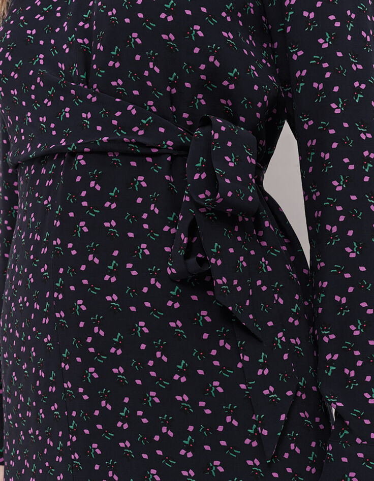 RAYA - Robe longue marine à imprimé floral arty-2