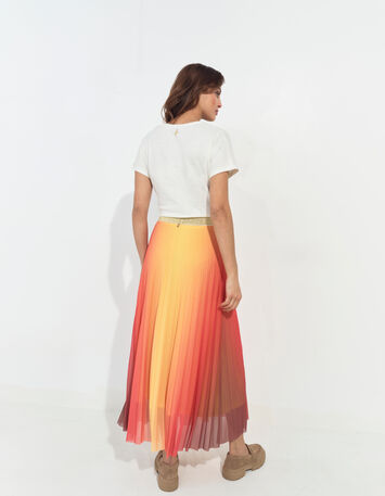 JANE - Jupe longue orange plissée effet néon deep dye -2