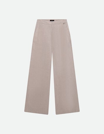 PAULINO - Pantalon de costume beige chiné en lin et coton -4