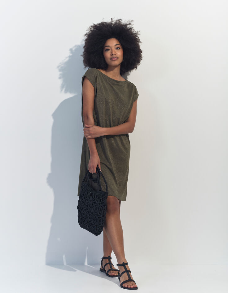REGINA - Robe kaki maille irisée -7