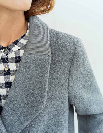 DUSTIN - Manteau gris avec bord-côte au col-5