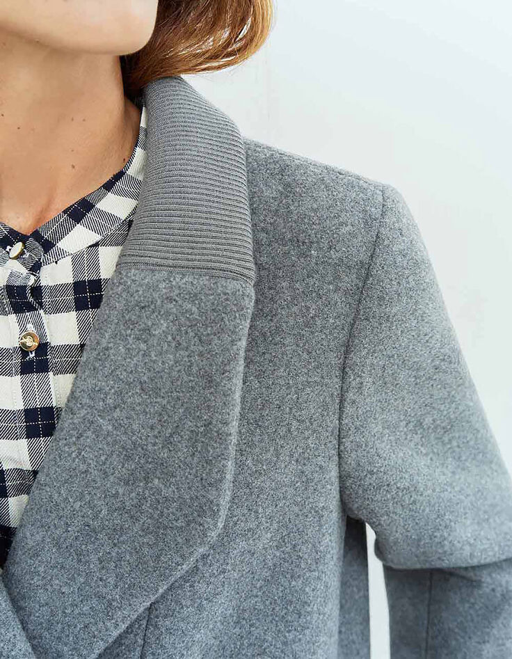 DUSTIN - Manteau gris avec bord-côte au col-5