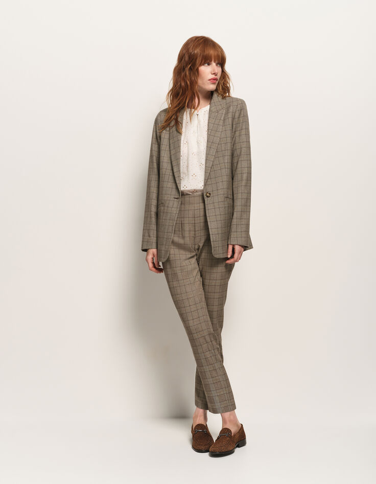 VELMA - Veste de tailleur beige motif prince-de-galles-2 VELMA - Veste de tailleur beige motif prince-de-galles-2