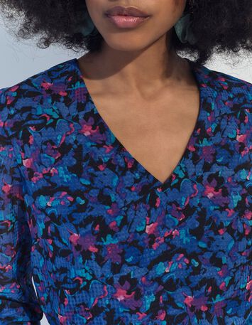 RYANNA - Robe bleue polyester recycl&eacute; floral aquatique -4