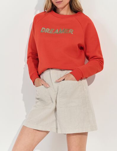 MURILO - Sweat orange coton bio message m&eacute;tallis&eacute;  - One Step