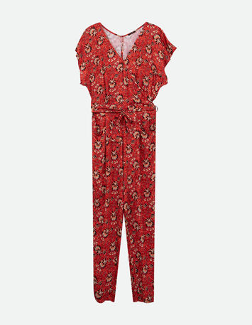 RODRIGUE - Combinaison orange imprimé floral d'été -5