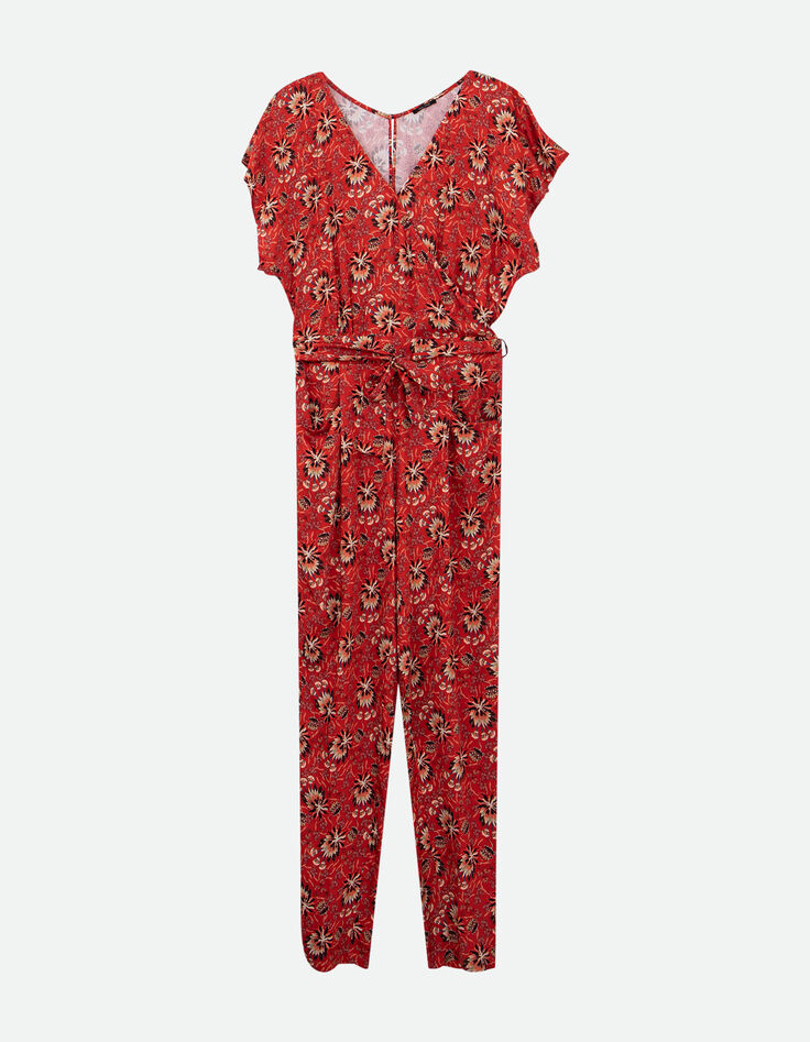 RODRIGUE - Combinaison orange imprimé floral d'été -5