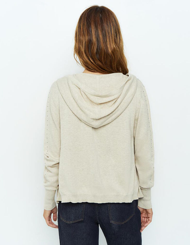 TARA - Cardigan ficelle tricot à capuche et clous-5
