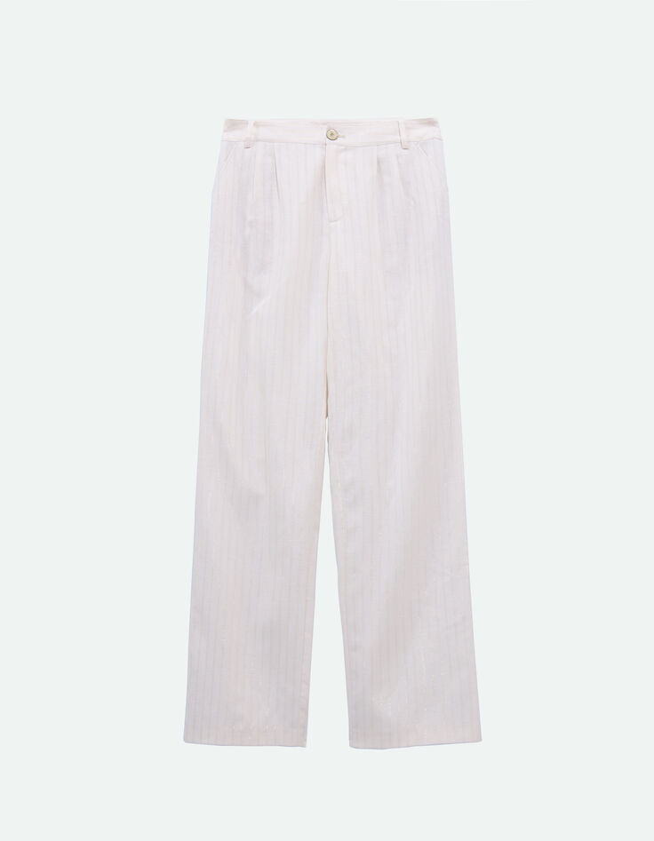 PALMA - Pantalon de costume écru à rayures dorées-2