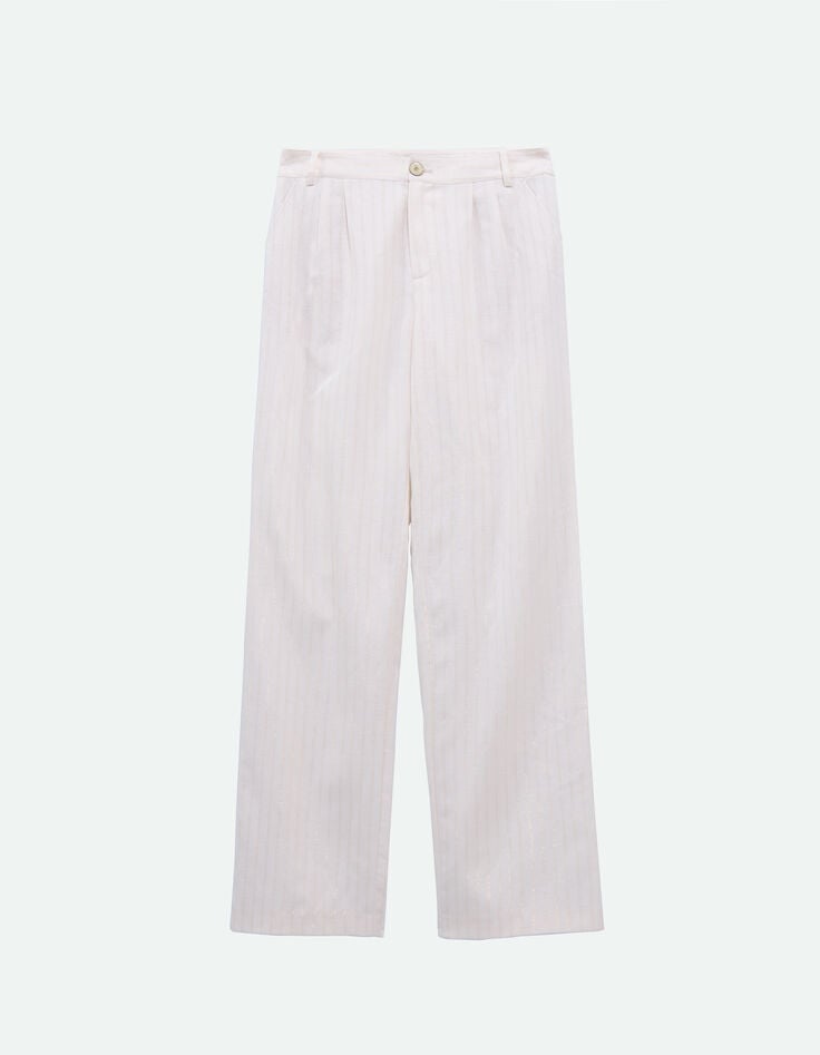 PALMA - Pantalon de costume écru à rayures dorées-2 PALMA - Pantalon de costume écru à rayures dorées-2