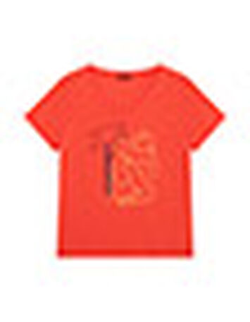 MADIE - T-shirt orange coton bio visuel danseuse arty -6