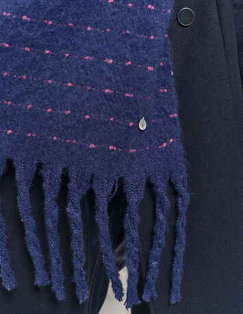 ALANA - Echarpe marine rayures doupions roses-3