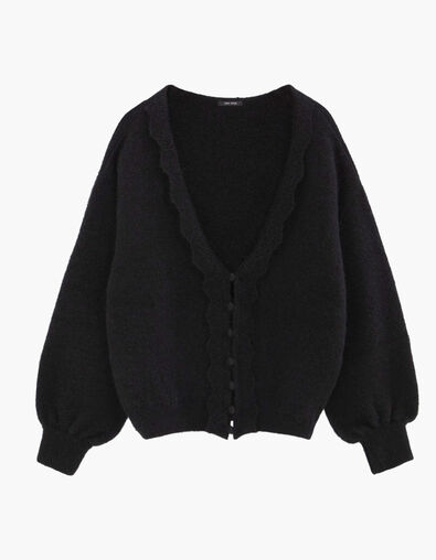 TAIGA - Cardigan noir tricot réversible devant/dos - One Step