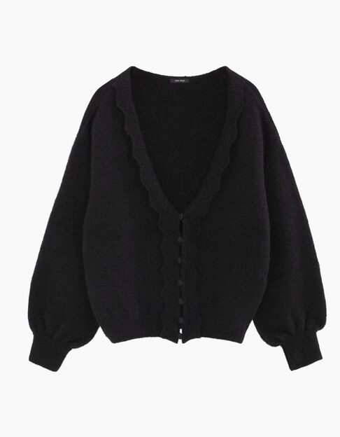 TAIGA - Cardigan noir tricot réversible devant/dos - One Step
