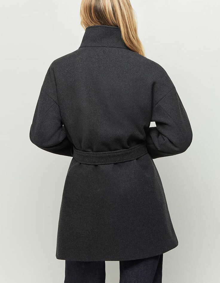 DILEMNE - Manteau anthracite ceinturé-3