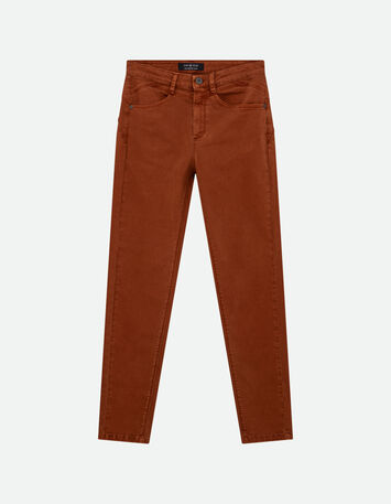 LE INDI - Jean slim marron effet push up 7/8ème -6