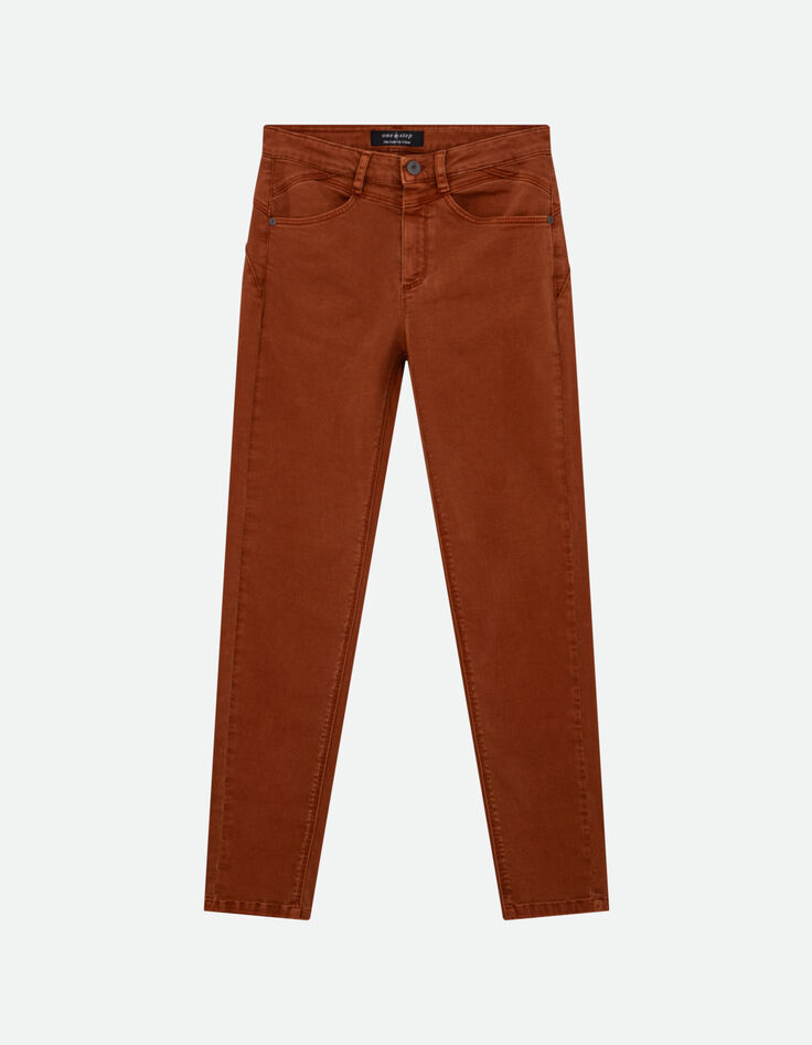 LE INDI - Jean slim marron effet push up 7/8ème -6