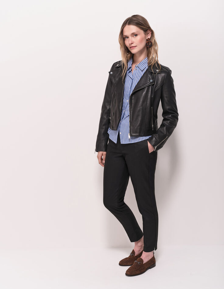 DEAN - Blouson biker noir en cuir-5
