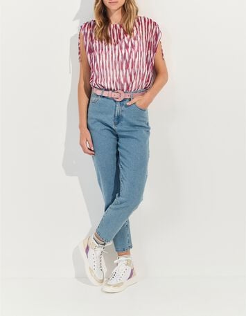 CELINA - Top violet polyester recycl&eacute; rayures floues-6