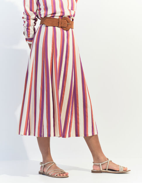 JOYAU - Jupe midi écrue motif rayures couleur  - One Step