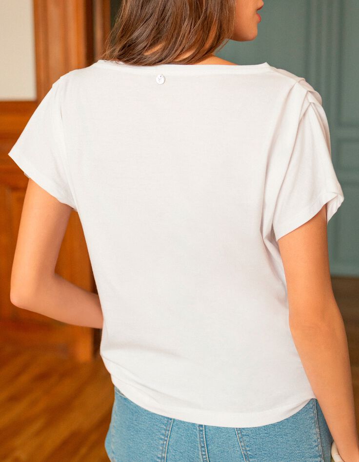 MINOS - T-shirt blanc coton bio visuel c&oelig;ur et message-2