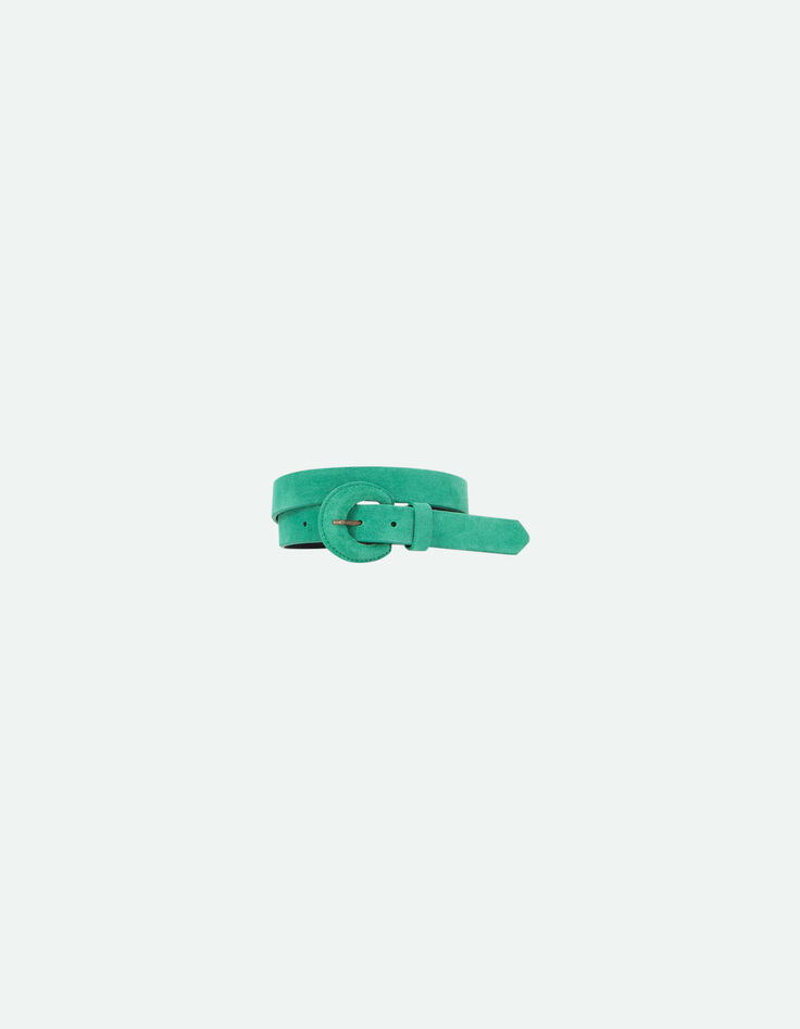 ANDREW - Ceinture green grass en cuir velours certifi&eacute;-2