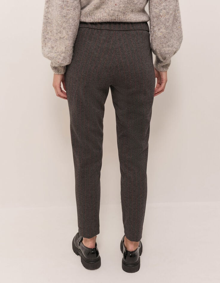 PAN - Pantalon cigarette gris maille Milano à rayures 7/8e-3 PAN - Pantalon cigarette gris maille Milano à rayures 7/8e-3