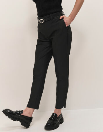 PAN - Pantalon cigarette noir enduit taille haute 7/8e-2