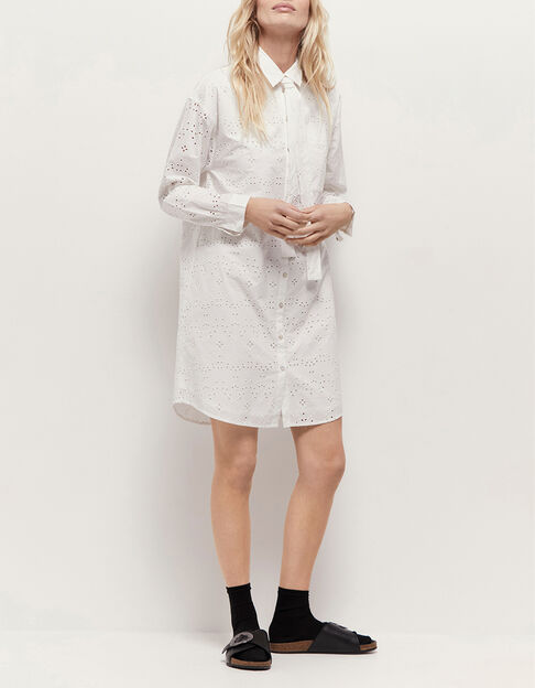 ROMEA - Robe chemise écrue en broderie anglaise - One Step