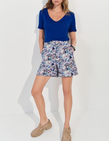 MARINGA - T-shirt bleu d&eacute;tails dentelle -7