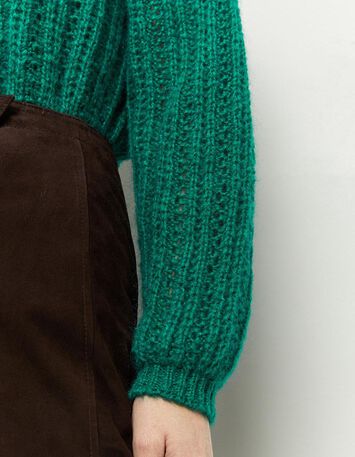 TIMING - Pull vert cèdre tricot fantaisie-4